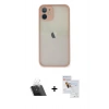 MARSİLYAN™- iPhone 11 Pro Max Kılıf Ahenk Çizgi Serisi - Siyah Seramik Nano Ekran Koruyucu + Kamera Lens Koruma Cam - SF