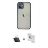 MARSİLYAN™- iPhone 11 Pro Max Kılıf Ahenk Çizgi Serisi - Siyah Seramik Nano Ekran Koruyucu + Kamera Lens Koruma Cam - SF