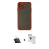 MARSİLYAN™- iPhone 11 Pro Max Kılıf Ahenk Çizgi Serisi - Siyah Seramik Nano Ekran Koruyucu + Kamera Lens Koruma Cam - SF