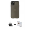 MARSİLYAN™- iPhone 11 Pro Max Kılıf Ahenk Çizgi Serisi - Siyah Seramik Nano Ekran Koruyucu + Kamera Lens Koruma Cam - SF