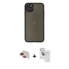 MARSİLYAN™- iPhone 11 Pro Max Kılıf Ahenk Çizgi Serisi - Siyah Seramik Nano Ekran Koruyucu + Pers Alüminyum Kamera Lens - KI