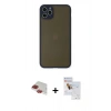 MARSİLYAN™- iPhone 11 Pro Max Kılıf Ahenk Çizgi Serisi - Siyah Seramik Nano Ekran Koruyucu + Pers Alüminyum Kamera Lens - KI