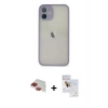 MARSİLYAN™- iPhone 11 Pro Max Kılıf Ahenk Çizgi Serisi - Siyah Seramik Nano Ekran Koruyucu + Pers Alüminyum Kamera Lens - KI