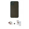 MARSİLYAN™- iPhone 11 Pro Max Kılıf Ahenk Çizgi Serisi - Siyah Seramik Nano Ekran Koruyucu + Pers Alüminyum Kamera Lens - KI