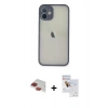 MARSİLYAN™- iPhone 11 Pro Max Kılıf Ahenk Çizgi Serisi - Siyah Seramik Nano Ekran Koruyucu + Pers Alüminyum Kamera Lens - KI