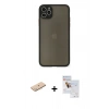 MARSİLYAN™- iPhone 11 Pro Max Kılıf Ahenk Çizgi Serisi - Siyah Seramik Nano Ekran Koruyucu + Renkli Kamera Lens Koruma Cam - MI