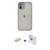 MARSİLYAN™- iPhone 11 Pro Max Kılıf Ahenk Çizgi Serisi - Siyah Seramik Nano Ekran Koruyucu + Renkli Kamera Lens Koruma Cam - MI