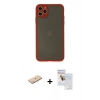 MARSİLYAN™- iPhone 11 Pro Max Kılıf Ahenk Çizgi Serisi - Siyah Seramik Nano Ekran Koruyucu + Renkli Kamera Lens Koruma Cam - MI