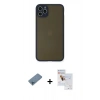 MARSİLYAN™- iPhone 11 Pro Max Kılıf Ahenk Çizgi Serisi - Siyah Seramik Nano Ekran Koruyucu + Shine Kamera Lens Koruma Cam - MI