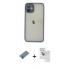 MARSİLYAN™- iPhone 11 Pro Max Kılıf Ahenk Çizgi Serisi - Siyah Seramik Nano Ekran Koruyucu + Shine Kamera Lens Koruma Cam - MI