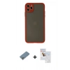 MARSİLYAN™- iPhone 11 Pro Max Kılıf Ahenk Çizgi Serisi - Siyah Seramik Nano Ekran Koruyucu + Metal Kamera Lens Koruma Cam - GS