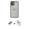 MARSİLYAN™- iPhone 11 Pro Max Kılıf Ahenk Çizgi Serisi - Siyah Seramik Nano Ekran Koruyucu + Metal Kamera Lens Koruma Cam - GS