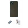 MARSİLYAN™- iPhone 11 Pro Max Kılıf Ahenk Çizgi Serisi - Siyah Seramik Nano Ekran Koruyucu + Metal Kamera Lens Koruma Cam - GS