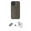 MARSİLYAN™- iPhone 11 Pro Max Kılıf Ahenk Çizgi Serisi - Siyah Seramik Nano Ekran Koruyucu + Metal Kamera Lens Koruma Cam - GS