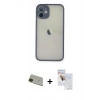MARSİLYAN™- iPhone 11 Pro Max Kılıf Ahenk Çizgi Serisi - Siyah Seramik Nano Ekran Koruyucu + Rainbow Kamera Lens Koruma Cam - YL