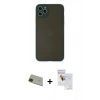 MARSİLYAN™- iPhone 11 Pro Max Kılıf Ahenk Çizgi Serisi - Siyah Seramik Nano Ekran Koruyucu + Rainbow Kamera Lens Koruma Cam - YL
