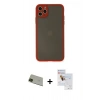 MARSİLYAN™- iPhone 11 Pro Max Kılıf Ahenk Çizgi Serisi - Siyah Seramik Nano Ekran Koruyucu + Rainbow Kamera Lens Koruma Cam - YL