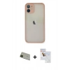 MARSİLYAN™- iPhone 11 Pro Max Kılıf Ahenk Çizgi Serisi - Siyah Seramik Nano Ekran Koruyucu + Rainbow Kamera Lens Koruma Cam - YL