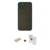 MARSİLYAN™- iPhone 11 Pro Max Kılıf Ahenk Çizgi Serisi - Siyah Seramik Nano Ekran Koruyucu + Renkli Kamera Lens Koruma Cam - SI