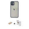 MARSİLYAN™- iPhone 11 Pro Max Kılıf Ahenk Çizgi Serisi - Siyah Seramik Nano Ekran Koruyucu + Renkli Kamera Lens Koruma Cam - TU