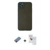 MARSİLYAN™- iPhone 11 Pro Max Kılıf Ahenk Çizgi Serisi - Siyah Seramik Nano Ekran Koruyucu + Shine Kamera Lens Koruma Cam - PE