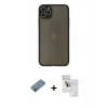 MARSİLYAN™- iPhone 11 Pro Max Kılıf Ahenk Çizgi Serisi - Siyah Seramik Nano Ekran Koruyucu + Shine Kamera Lens Koruma Cam - SABE