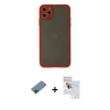 MARSİLYAN™- iPhone 11 Pro Max Kılıf Ahenk Çizgi Serisi - Siyah Seramik Nano Ekran Koruyucu + Shine Kamera Lens Koruma Cam - SH