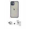 MARSİLYAN™- iPhone 11 Pro Max Kılıf Ahenk Çizgi Serisi - Siyah Seramik Nano Ekran Koruyucu + Yeşil Pers Alüminyum Kamera Lens