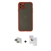 MARSİLYAN™- iPhone 11 Pro Max Kılıf Ahenk Çizgi Serisi - Siyah Seramik Nano Ekran Koruyucu + Yeşil Pers Alüminyum Kamera Lens