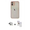 MARSİLYAN™- iPhone 11 Pro Max Kılıf Ahenk Çizgi Serisi - Siyah Seramik Nano Ekran Koruyucu + Yeşil Pers Alüminyum Kamera Lens