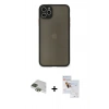 MARSİLYAN™- iPhone 11 Pro Max Kılıf Ahenk Çizgi Serisi - Siyah Seramik Nano Ekran Koruyucu + Yeşil Pers Alüminyum Kamera Lens