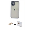 MARSİLYAN™- iPhone 11 Pro Max Kılıf Ahenk Çizgi Serisi - Siyah Seramik Nano Ekran Koruyucu + Yeşil Renkli Kamera Lens Koruma Cam