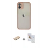 MARSİLYAN™- iPhone 11 Pro Max Kılıf Ahenk Çizgi Serisi - Siyah Seramik Nano Ekran Koruyucu + Yeşil Renkli Kamera Lens Koruma Cam