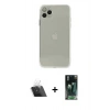 MARSİLYAN™- iPhone 11 Pro Max Kılıf Ahenk Doku - Şeffaf 360 Full Body Arka Koruyucu + Kamera Lens Koruma Cam - SF