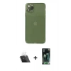 MARSİLYAN™- iPhone 11 Pro Max Kılıf Ahenk Doku - Şeffaf 360 Full Body Arka Koruyucu + Kamera Lens Koruma Cam - SF