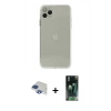 MARSİLYAN™- iPhone 11 Pro Max Kılıf Ahenk Doku - Şeffaf 360 Full Body Arka Koruyucu + Pers Alüminyum Kamera Lens - LT