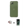 MARSİLYAN™- iPhone 11 Pro Max Kılıf Ahenk Doku - Şeffaf 360 Full Body Arka Koruyucu + Pers Alüminyum Kamera Lens - KI
