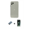MARSİLYAN™- iPhone 11 Pro Max Kılıf Ahenk Doku - Şeffaf 360 Full Body Arka Koruyucu + Metal Kamera Lens Koruma Cam - SH