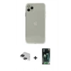 MARSİLYAN™- iPhone 11 Pro Max Kılıf Ahenk Doku - Şeffaf 360 Full Body Arka Koruyucu + Siyah Pers Alüminyum Kamera Lens
