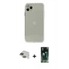 MARSİLYAN™- iPhone 11 Pro Max Kılıf Ahenk Doku - Şeffaf 360 Full Body Arka Koruyucu + Pers Alüminyum Kamera Lens - YL