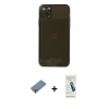 MARSİLYAN™- iPhone 11 Pro Max Kılıf Ahenk Doku - Şeffaf Pasifik Cam Ekran Koruyucu + Açık Yeşil Metal Kamera Lens Koruma Cam