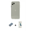 MARSİLYAN™- iPhone 11 Pro Max Kılıf Ahenk Doku - Şeffaf Pasifik Cam Ekran Koruyucu + Metal Kamera Lens Koruma Cam - GS