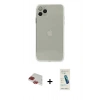 MARSİLYAN™- iPhone 11 Pro Max Kılıf Ahenk Doku - Şeffaf Pasifik Cam Ekran Koruyucu + Pers Alüminyum Kamera Lens - KI