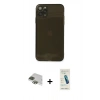 MARSİLYAN™- iPhone 11 Pro Max Kılıf Ahenk Doku - Şeffaf Pasifik Cam Ekran Koruyucu + Pers Alüminyum Kamera Lens - YL