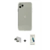 MARSİLYAN™- iPhone 11 Pro Max Kılıf Ahenk Doku - Şeffaf Pasifik Cam Ekran Koruyucu + Pers Alüminyum Kamera Lens - YL