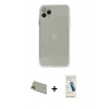 MARSİLYAN™- iPhone 11 Pro Max Kılıf Ahenk Doku - Şeffaf Pasifik Cam Ekran Koruyucu + Rainbow Kamera Lens Koruma Cam - GD