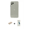 MARSİLYAN™- iPhone 11 Pro Max Kılıf Ahenk Doku - Şeffaf Pasifik Cam Ekran Koruyucu + Renkli Kamera Lens Koruma Cam - YL