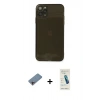 MARSİLYAN™- iPhone 11 Pro Max Kılıf Ahenk Doku - Şeffaf Pasifik Cam Ekran Koruyucu + Shine Kamera Lens Koruma Cam - PE