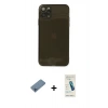 MARSİLYAN™- iPhone 11 Pro Max Kılıf Ahenk Doku - Şeffaf Pasifik Cam Ekran Koruyucu + Shine Kamera Lens Koruma Cam - MI
