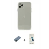 MARSİLYAN™- iPhone 11 Pro Max Kılıf Ahenk Doku - Şeffaf Pasifik Cam Ekran Koruyucu + Shine Kamera Lens Koruma Cam - SH